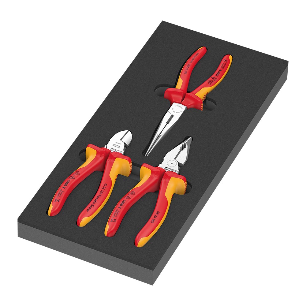 德國Wera⼯具⾞KNIPEX絕緣鉗子3件套組